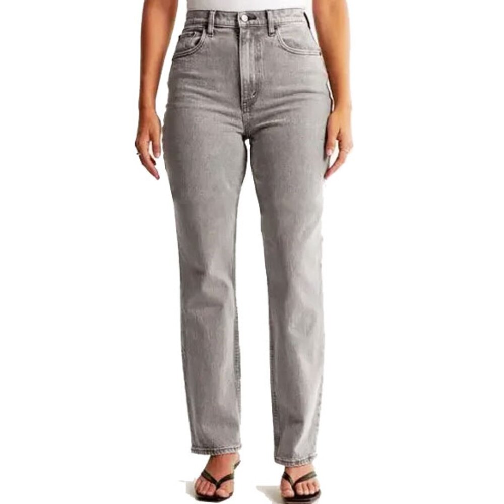 *50off3* A&F 90s Straight Ultra High Rise Curve Love Jeans 27 4XS Acid Wash